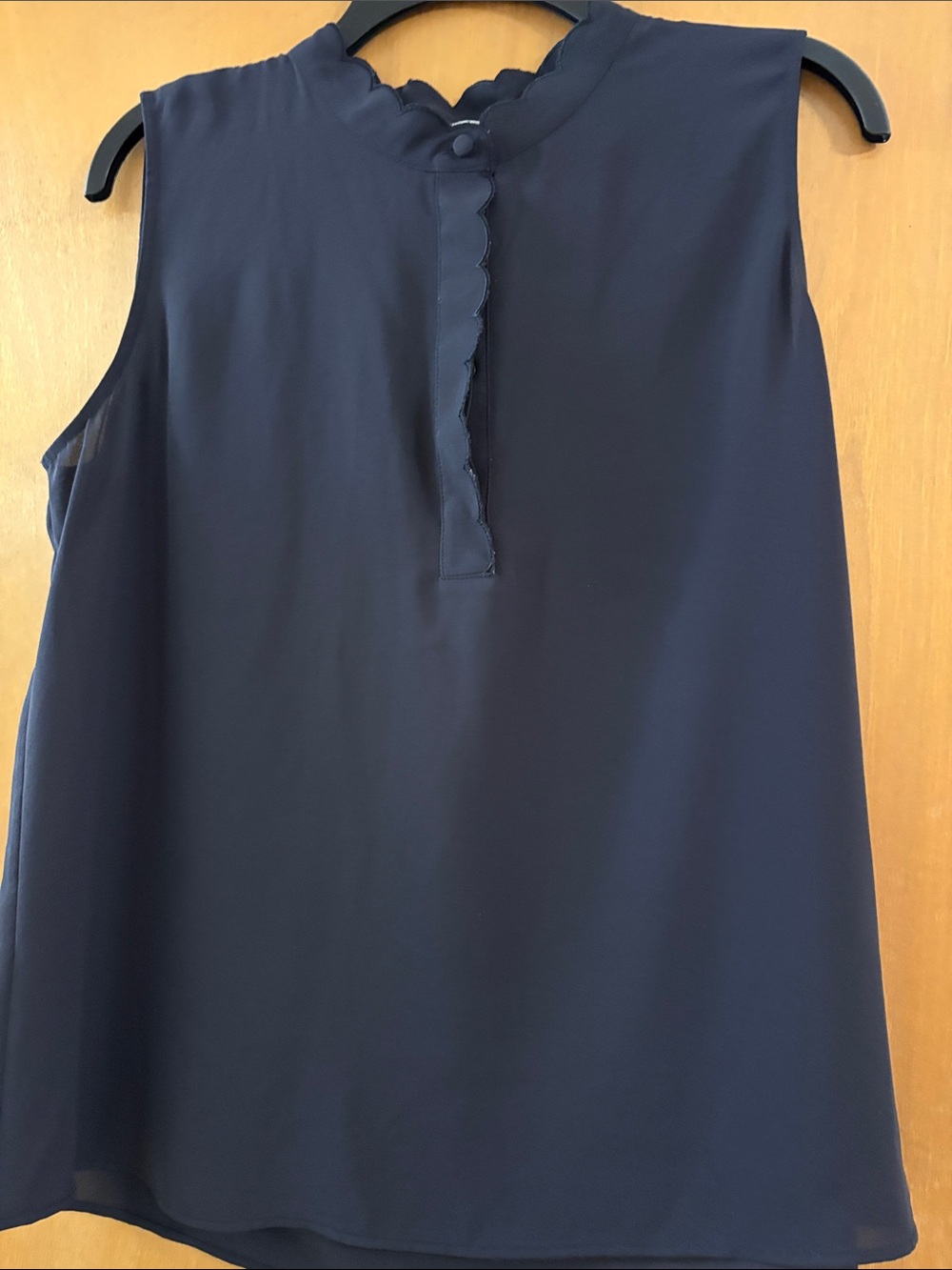Calvin Klein Navy Scalloped Collar Sleeveless Top